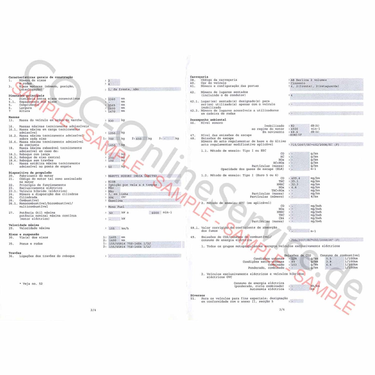 Documentos COC para Nissan (Certificado de Conformidad)