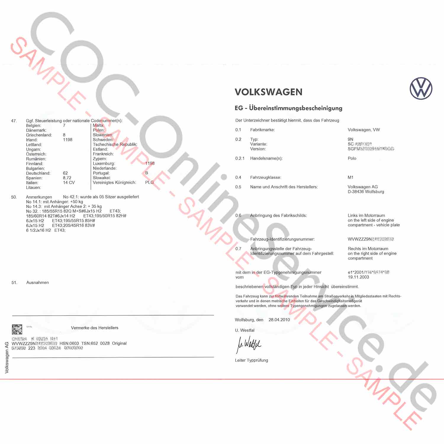 Commandez Le Document COC Pour Audi, Seat Et Volkswagen Ici – COC ...